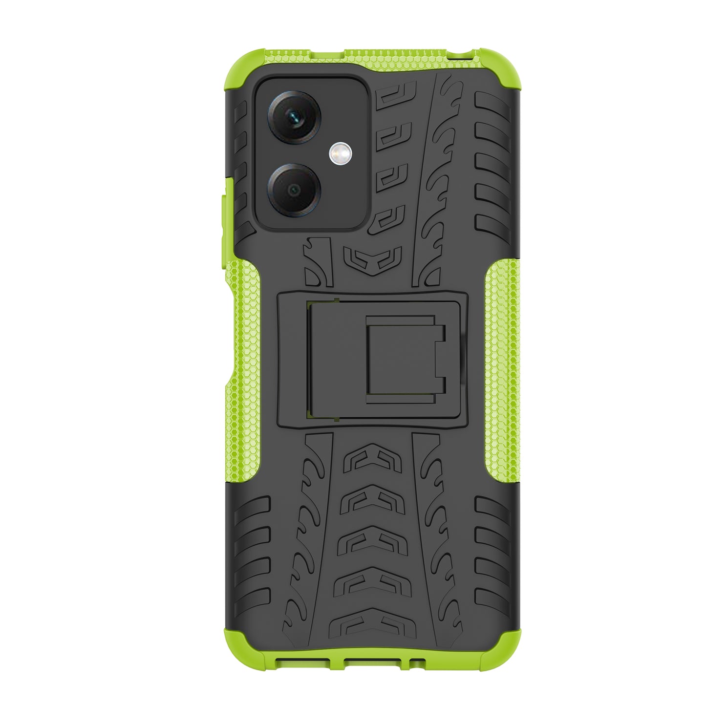 For Xiaomi Redmi Note 12 5G (Global) / (India) / (China) / Poco X5 5G Hard PC+TPU Rugged Tire Pattern Shock-absorbing Phone Case Kickstand Back Cover