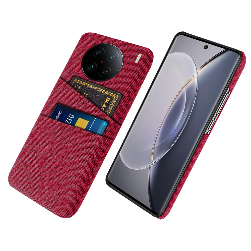 For vivo X90 Pro 5G Cloth Texture Dual Card Slots Hard PC Cover Drop-proof Protection Phone Case