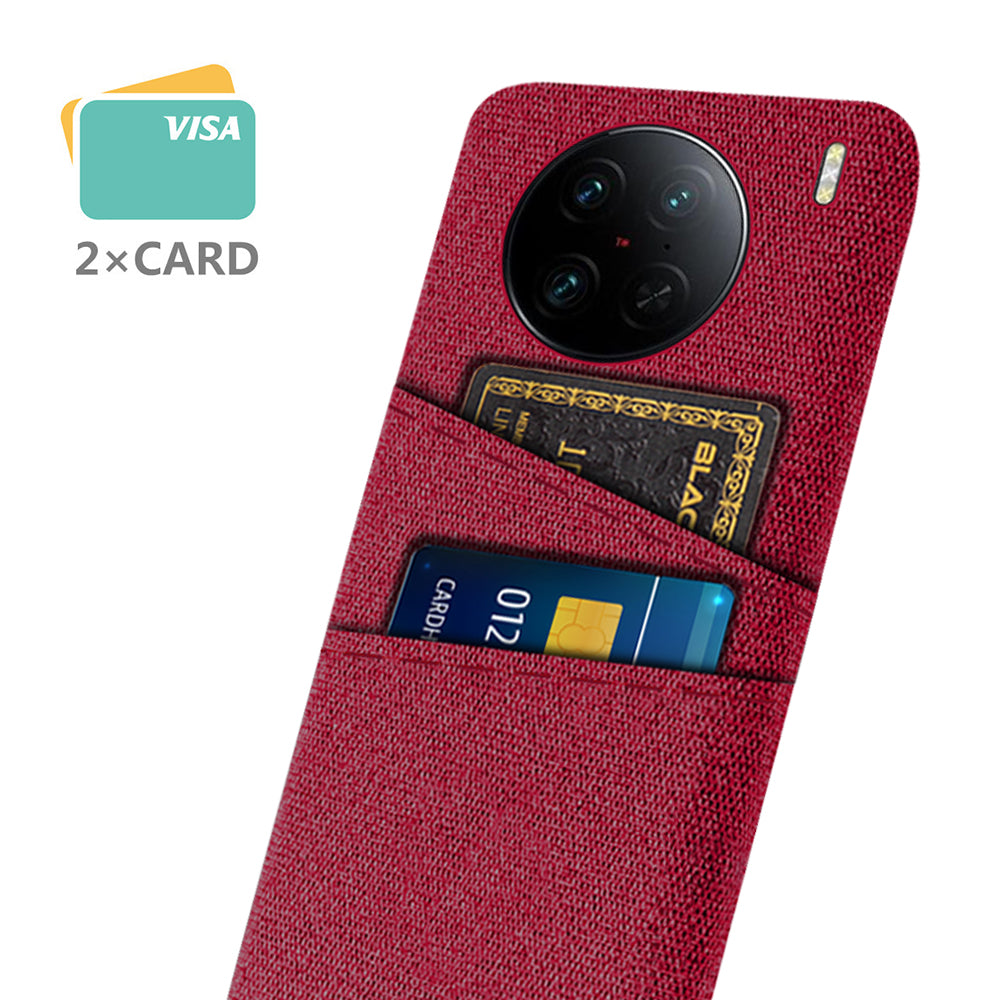 For vivo X90 Pro 5G Cloth Texture Dual Card Slots Hard PC Cover Drop-proof Protection Phone Case