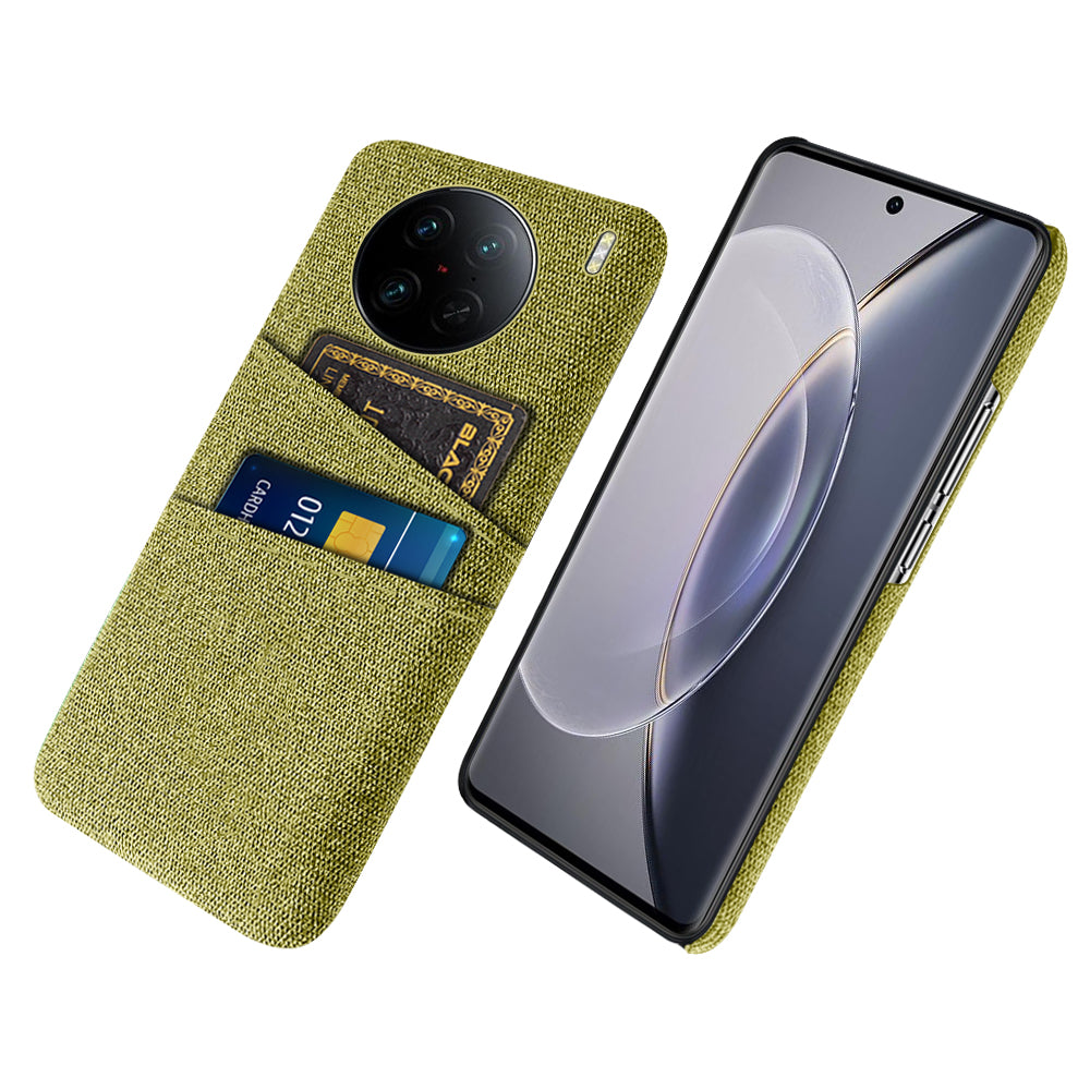 For vivo X90 Pro 5G Cloth Texture Dual Card Slots Hard PC Cover Drop-proof Protection Phone Case