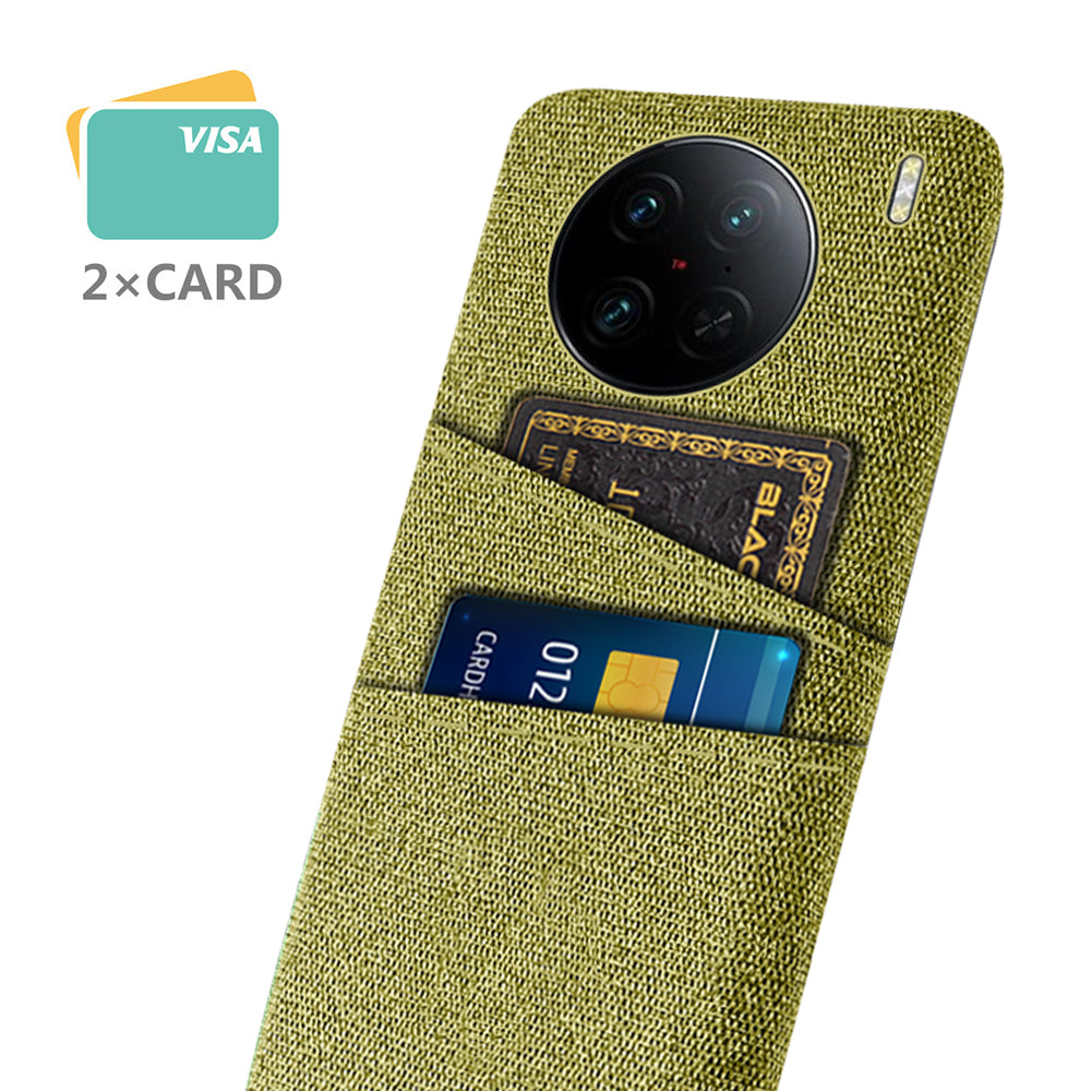 For vivo X90 Pro 5G Cloth Texture Dual Card Slots Hard PC Cover Drop-proof Protection Phone Case