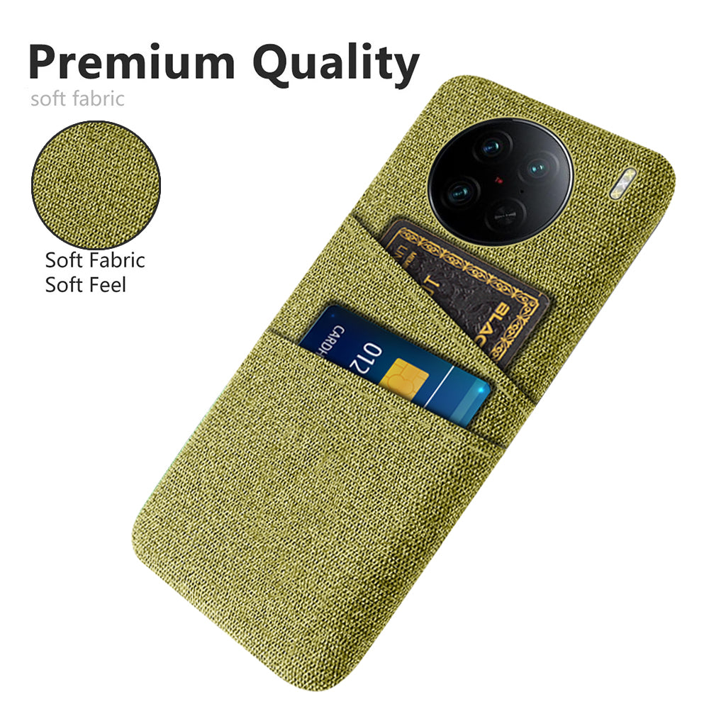 For vivo X90 Pro 5G Cloth Texture Dual Card Slots Hard PC Cover Drop-proof Protection Phone Case