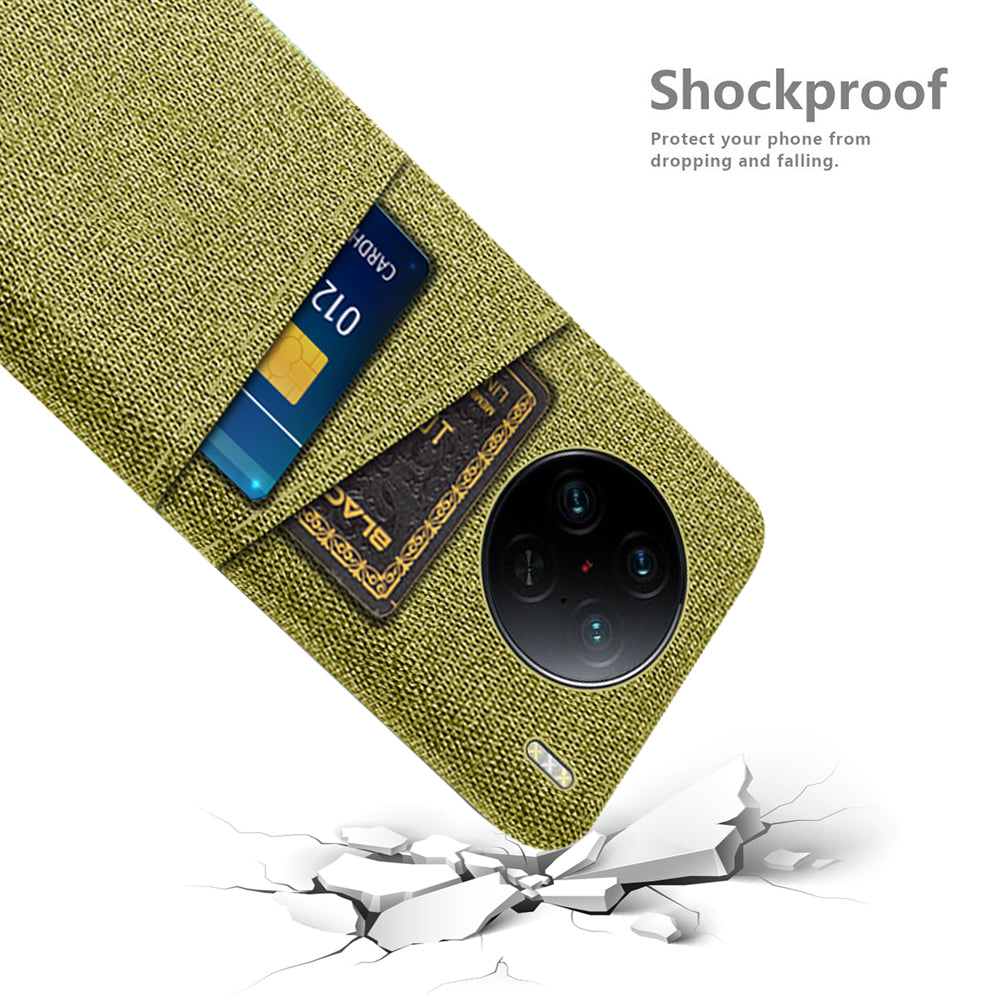 For vivo X90 Pro 5G Cloth Texture Dual Card Slots Hard PC Cover Drop-proof Protection Phone Case