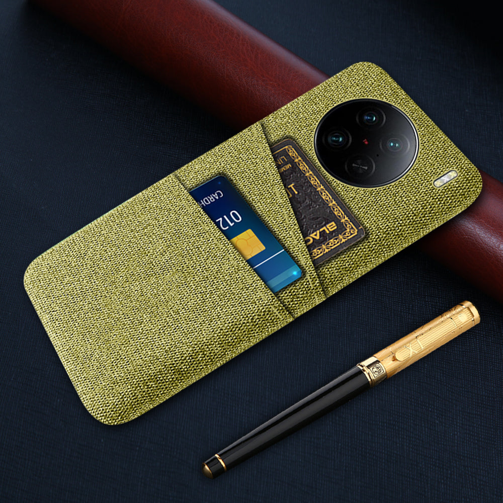 For vivo X90 Pro 5G Cloth Texture Dual Card Slots Hard PC Cover Drop-proof Protection Phone Case