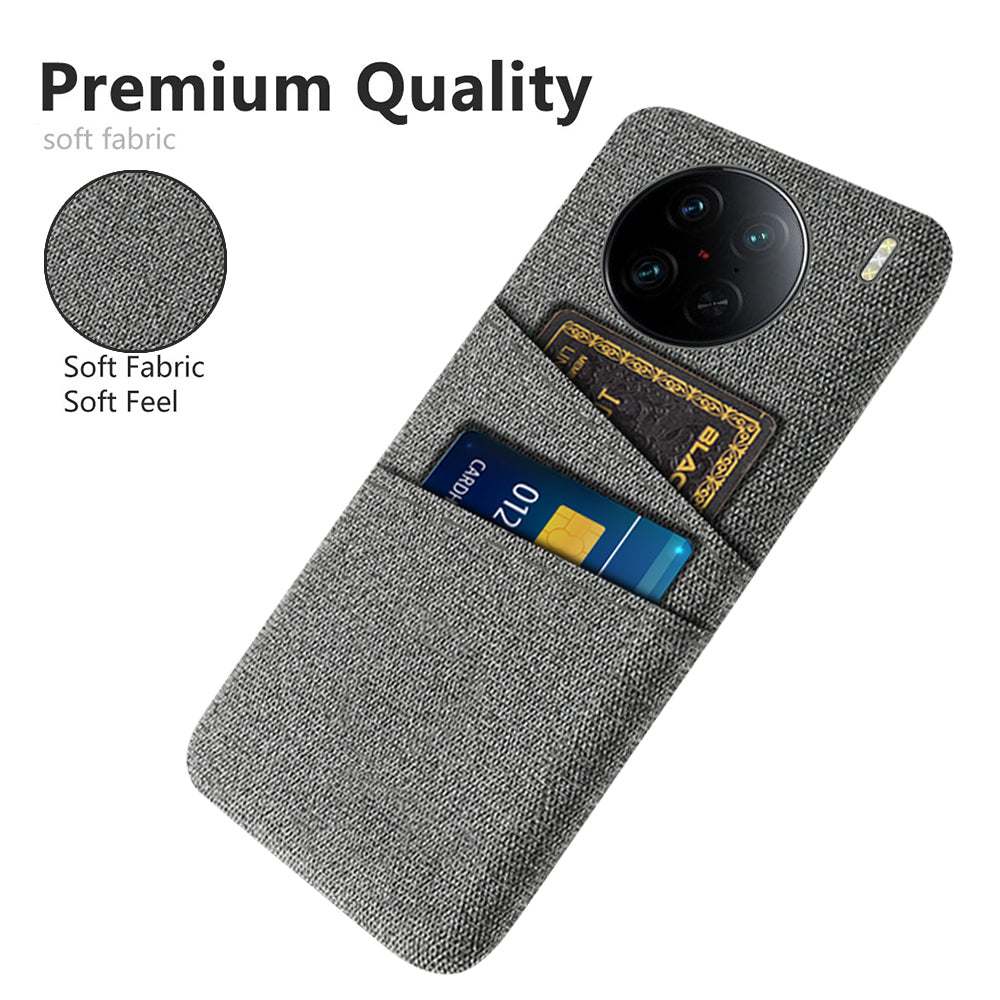 For vivo X90 Pro 5G Cloth Texture Dual Card Slots Hard PC Cover Drop-proof Protection Phone Case