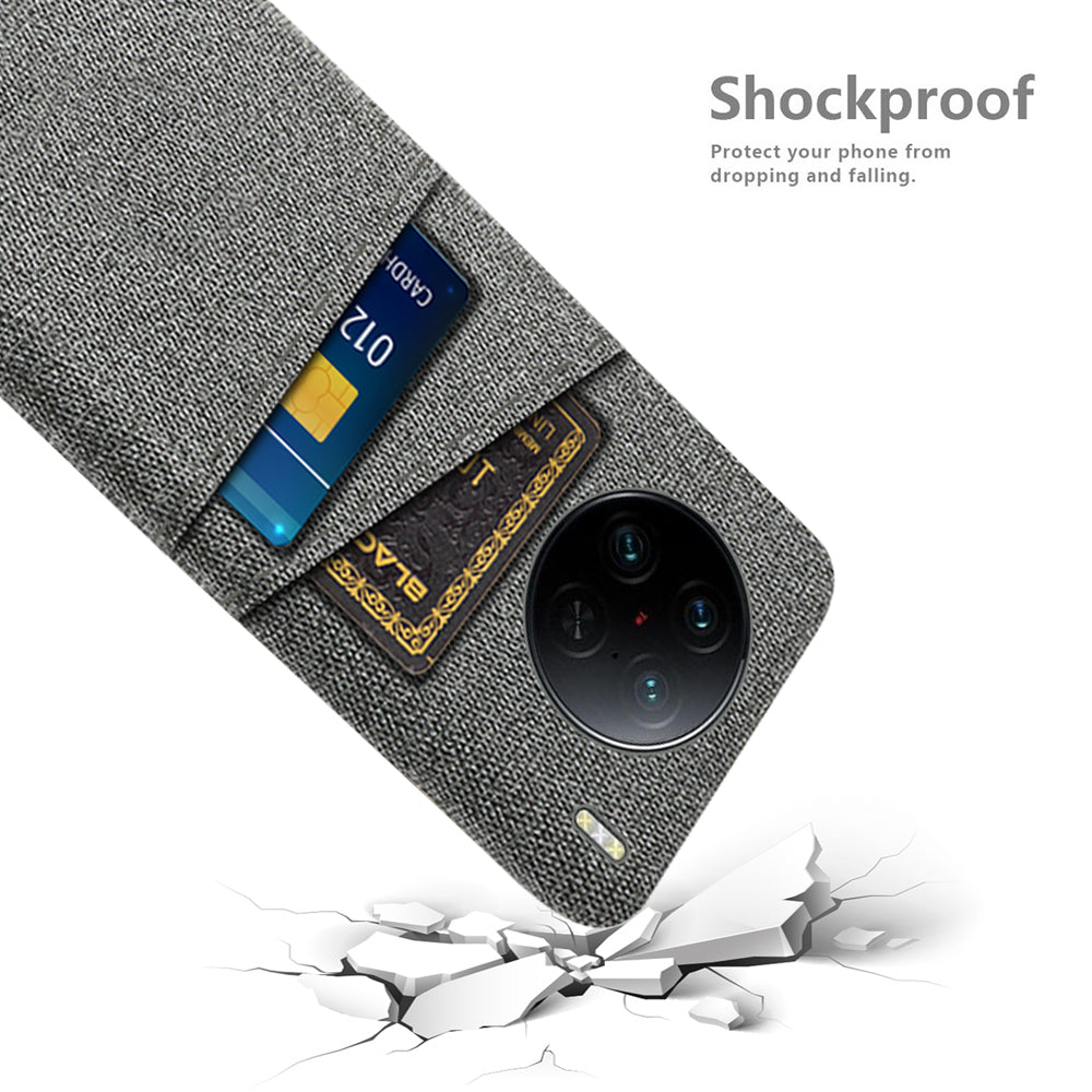 For vivo X90 Pro 5G Cloth Texture Dual Card Slots Hard PC Cover Drop-proof Protection Phone Case