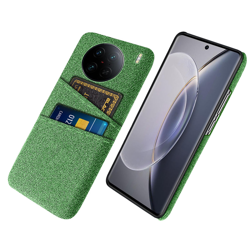 For vivo X90 Pro 5G Cloth Texture Dual Card Slots Hard PC Cover Drop-proof Protection Phone Case