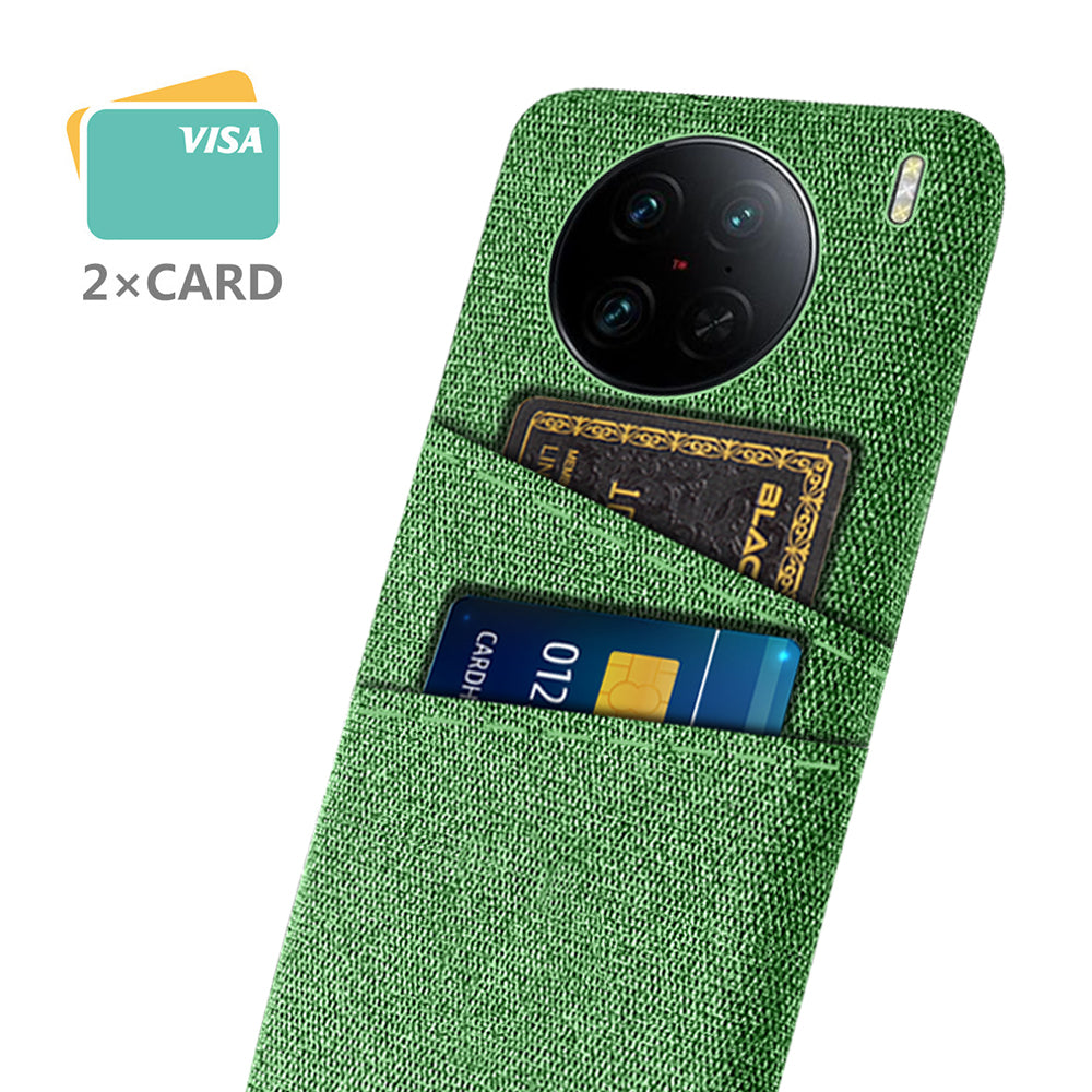 For vivo X90 Pro 5G Cloth Texture Dual Card Slots Hard PC Cover Drop-proof Protection Phone Case