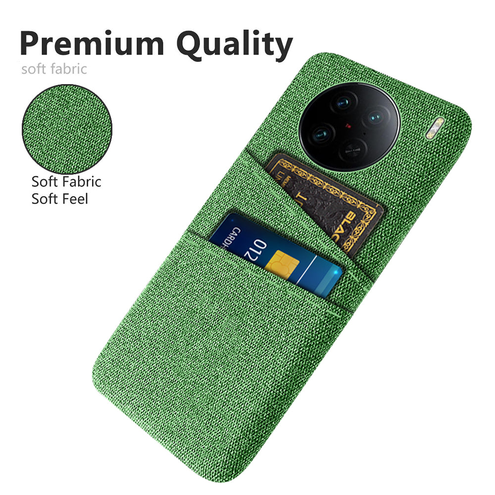 For vivo X90 Pro 5G Cloth Texture Dual Card Slots Hard PC Cover Drop-proof Protection Phone Case