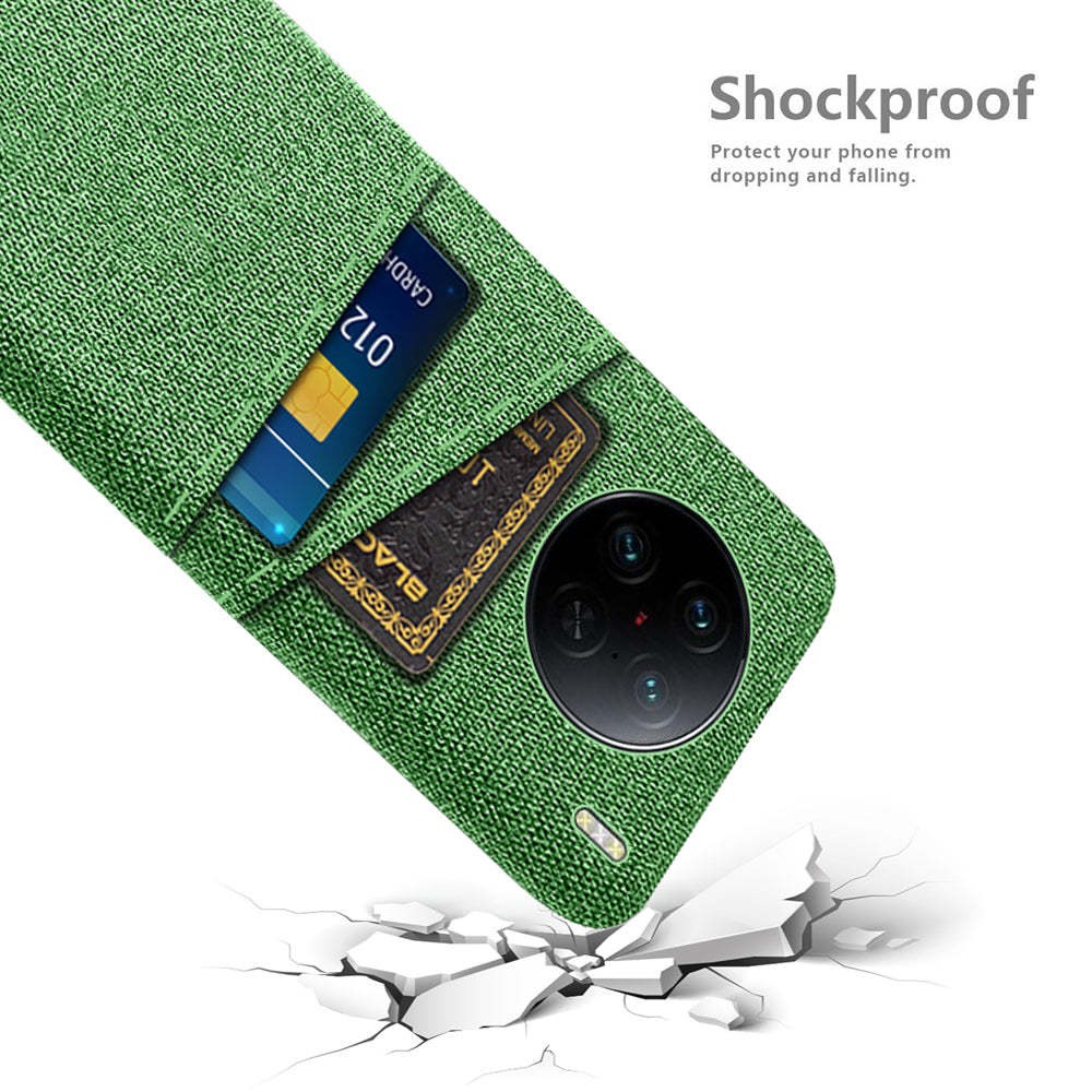 For vivo X90 Pro 5G Cloth Texture Dual Card Slots Hard PC Cover Drop-proof Protection Phone Case
