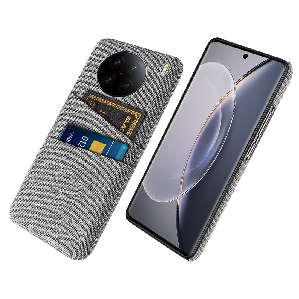 For vivo X90 Pro 5G Cloth Texture Dual Card Slots Hard PC Cover Drop-proof Protection Phone Case