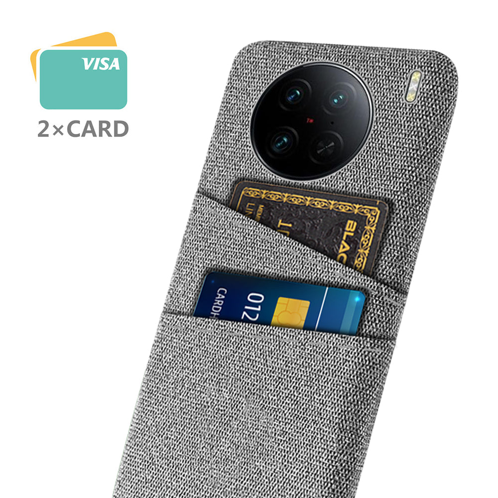 For vivo X90 Pro 5G Cloth Texture Dual Card Slots Hard PC Cover Drop-proof Protection Phone Case