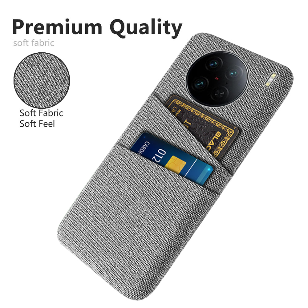 For vivo X90 Pro 5G Cloth Texture Dual Card Slots Hard PC Cover Drop-proof Protection Phone Case