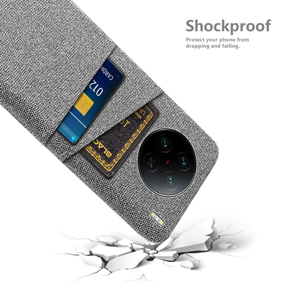 For vivo X90 Pro 5G Cloth Texture Dual Card Slots Hard PC Cover Drop-proof Protection Phone Case
