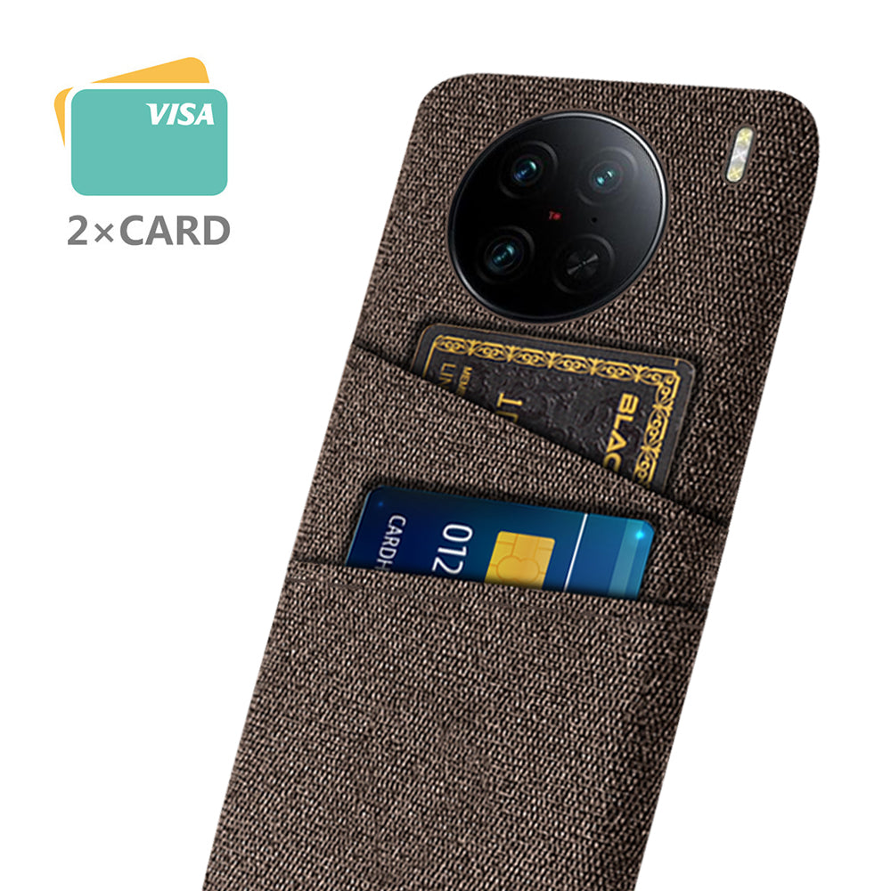 For vivo X90 Pro 5G Cloth Texture Dual Card Slots Hard PC Cover Drop-proof Protection Phone Case