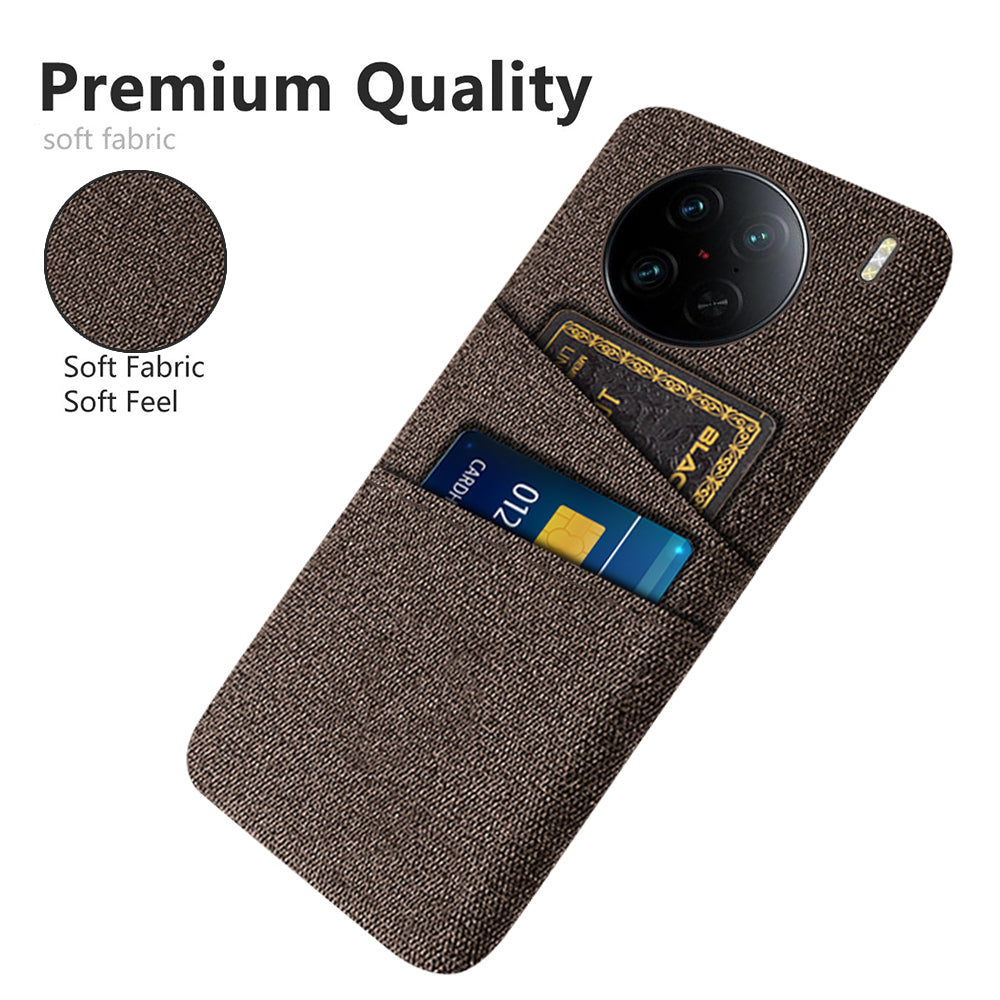 For vivo X90 Pro 5G Cloth Texture Dual Card Slots Hard PC Cover Drop-proof Protection Phone Case
