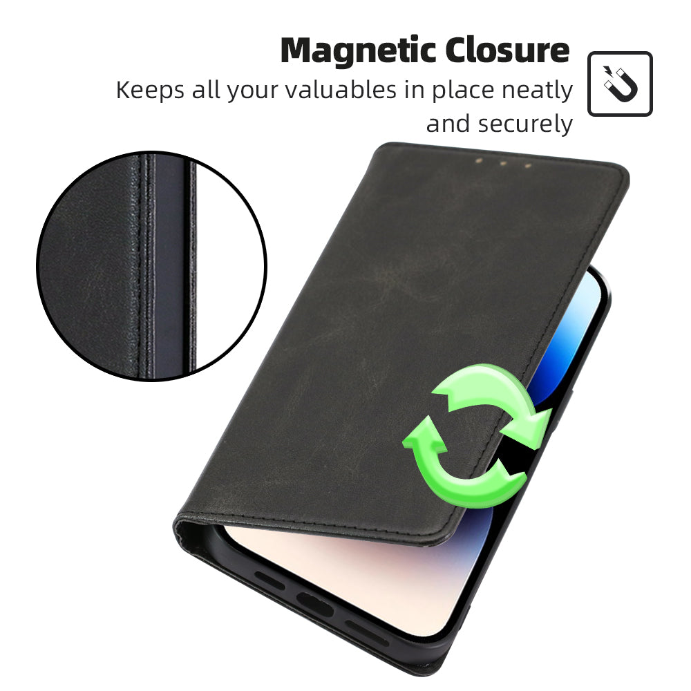 Calf Texture Magnetic Auto-absorbed Phone Case for TCL 40R 5G, PU Leather Wallet Stand Shockproof Cover
