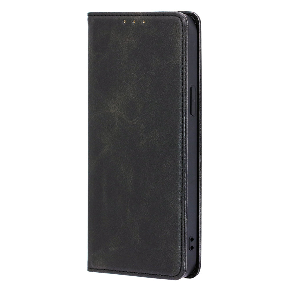 Calf Texture Magnetic Auto-absorbed Phone Case for TCL 40R 5G, PU Leather Wallet Stand Shockproof Cover