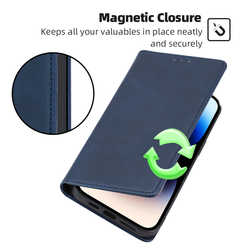 Calf Texture Magnetic Auto-absorbed Phone Case for TCL 40R 5G, PU Leather Wallet Stand Shockproof Cover