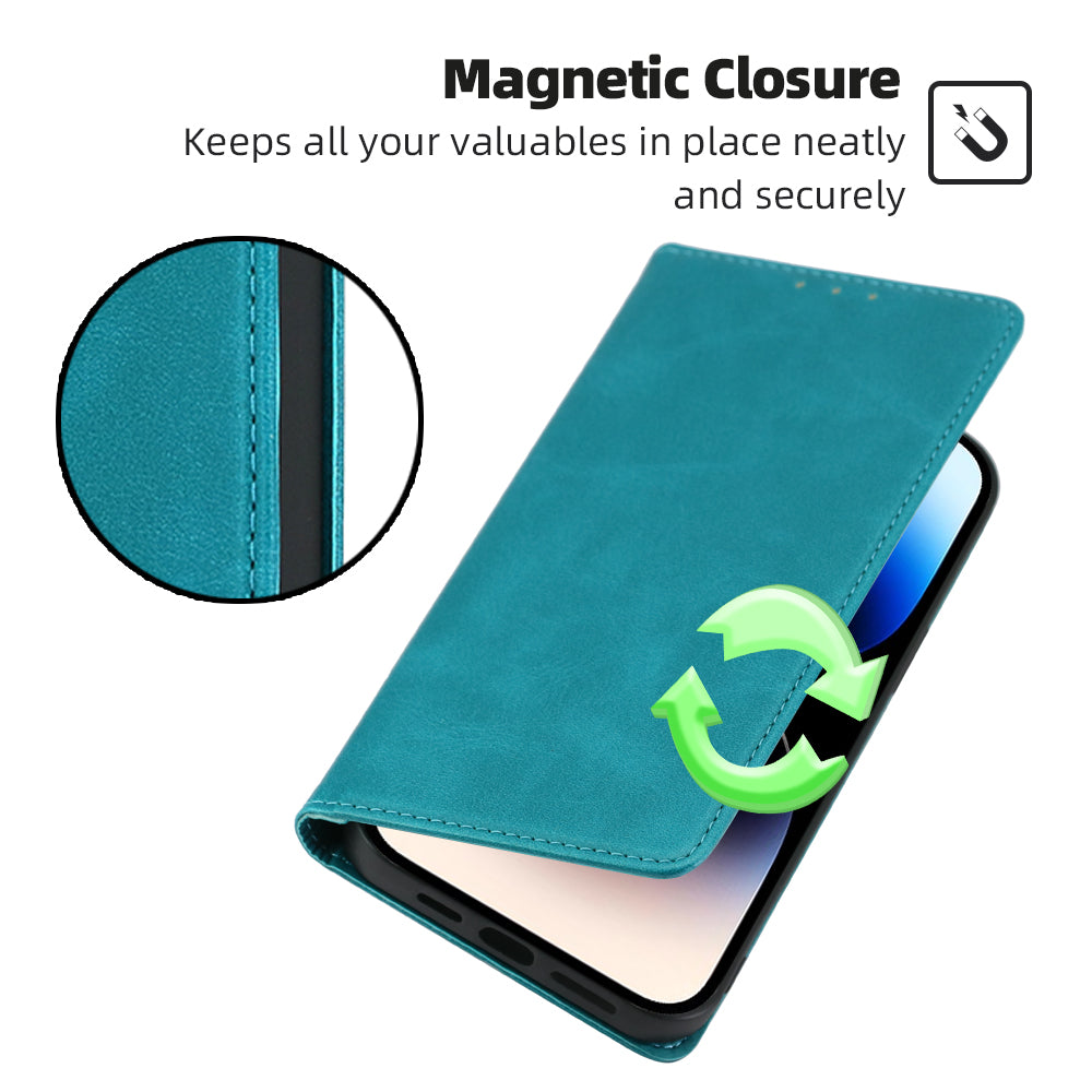 Calf Texture Magnetic Auto-absorbed Phone Case for TCL 40R 5G, PU Leather Wallet Stand Shockproof Cover