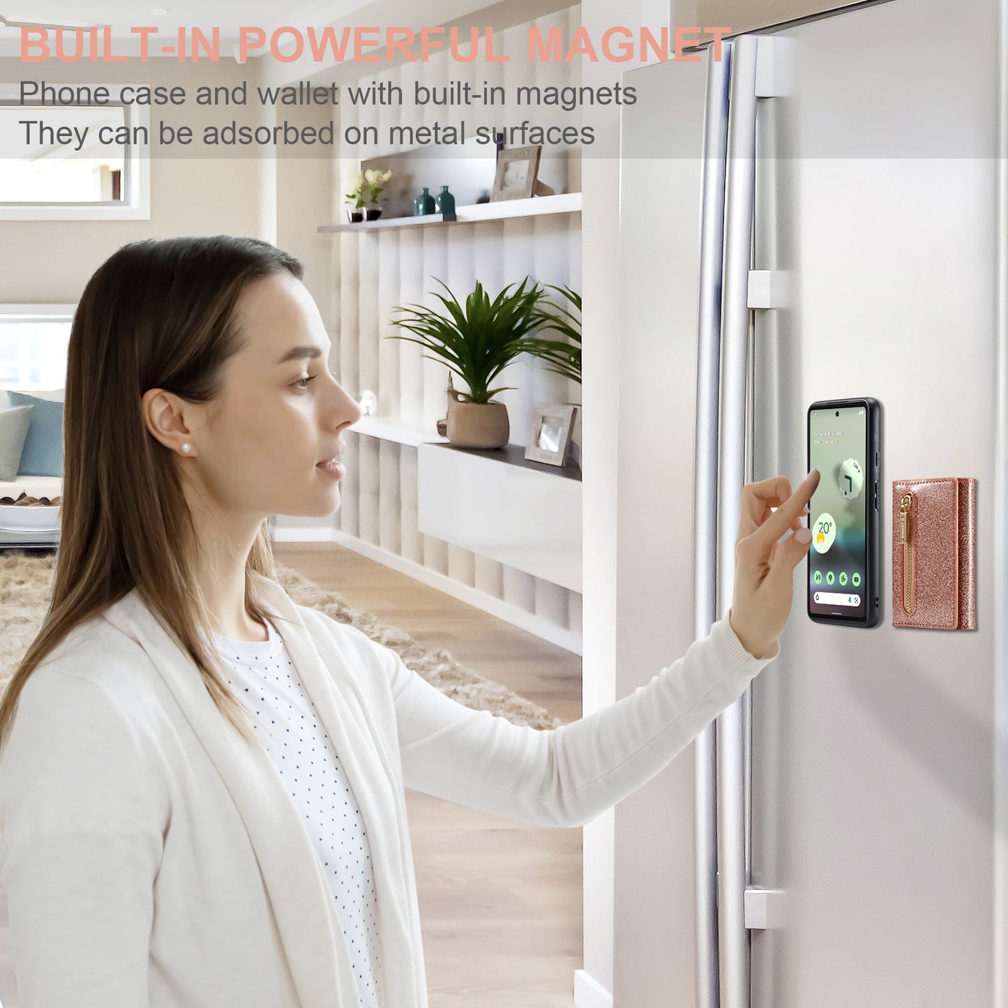 DG.MING M3 Series For Google Pixel 6a Glitter Bling Powder PU Leather Anti-scratch Magnetic Phone Cover PC+TPU Kickstand Zipper Pocket Wallet Smartphone Case