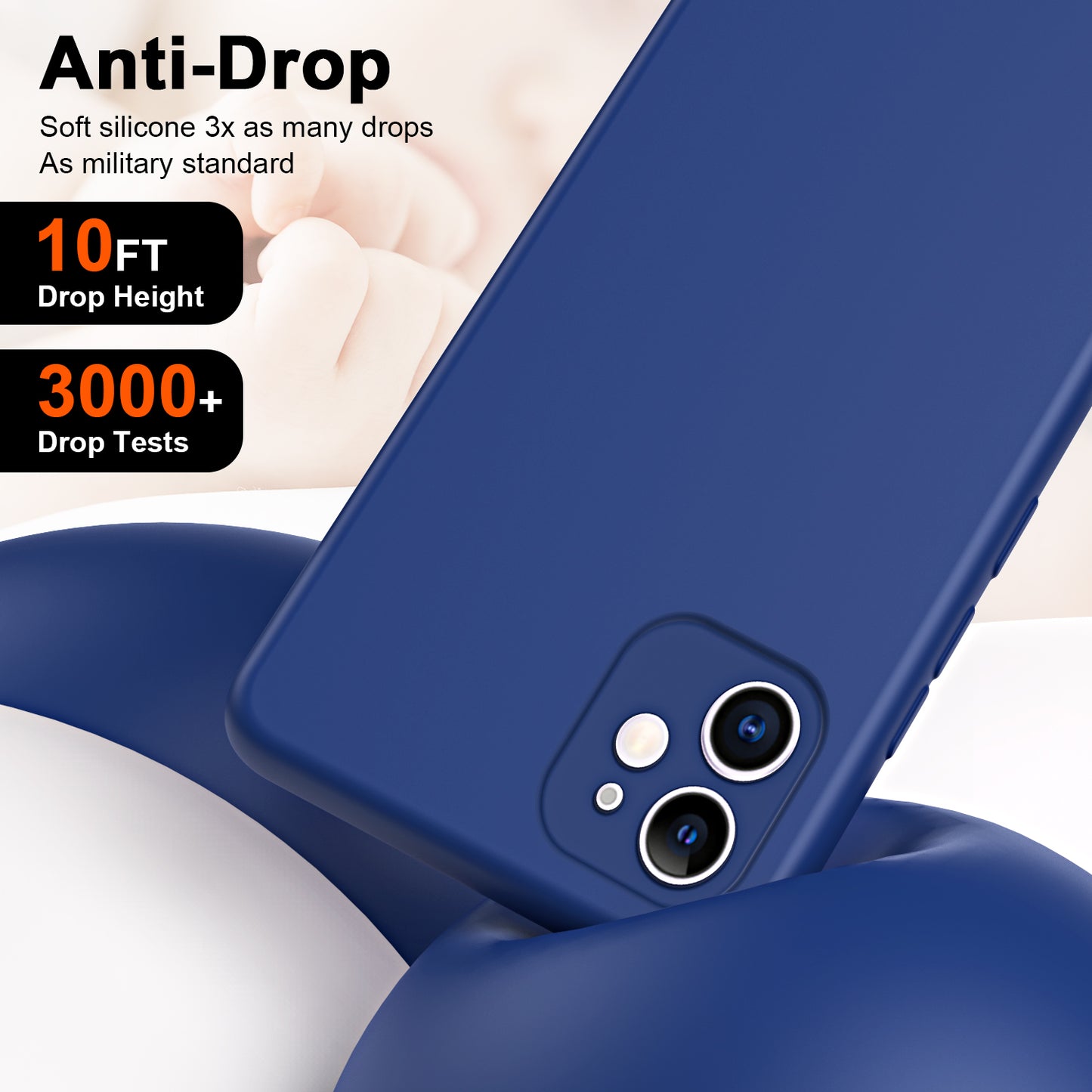 Non-slip Protective Phone Back Cover For iPhone 11 6.1 inch, Rubberized Soft TPU 2.2mm Thickness Phone Case with Fiber Lining Cushion