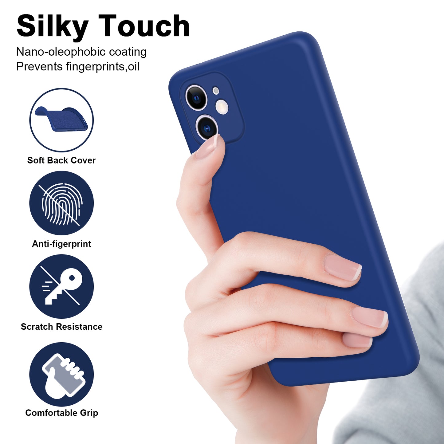 Non-slip Protective Phone Back Cover For iPhone 11 6.1 inch, Rubberized Soft TPU 2.2mm Thickness Phone Case with Fiber Lining Cushion