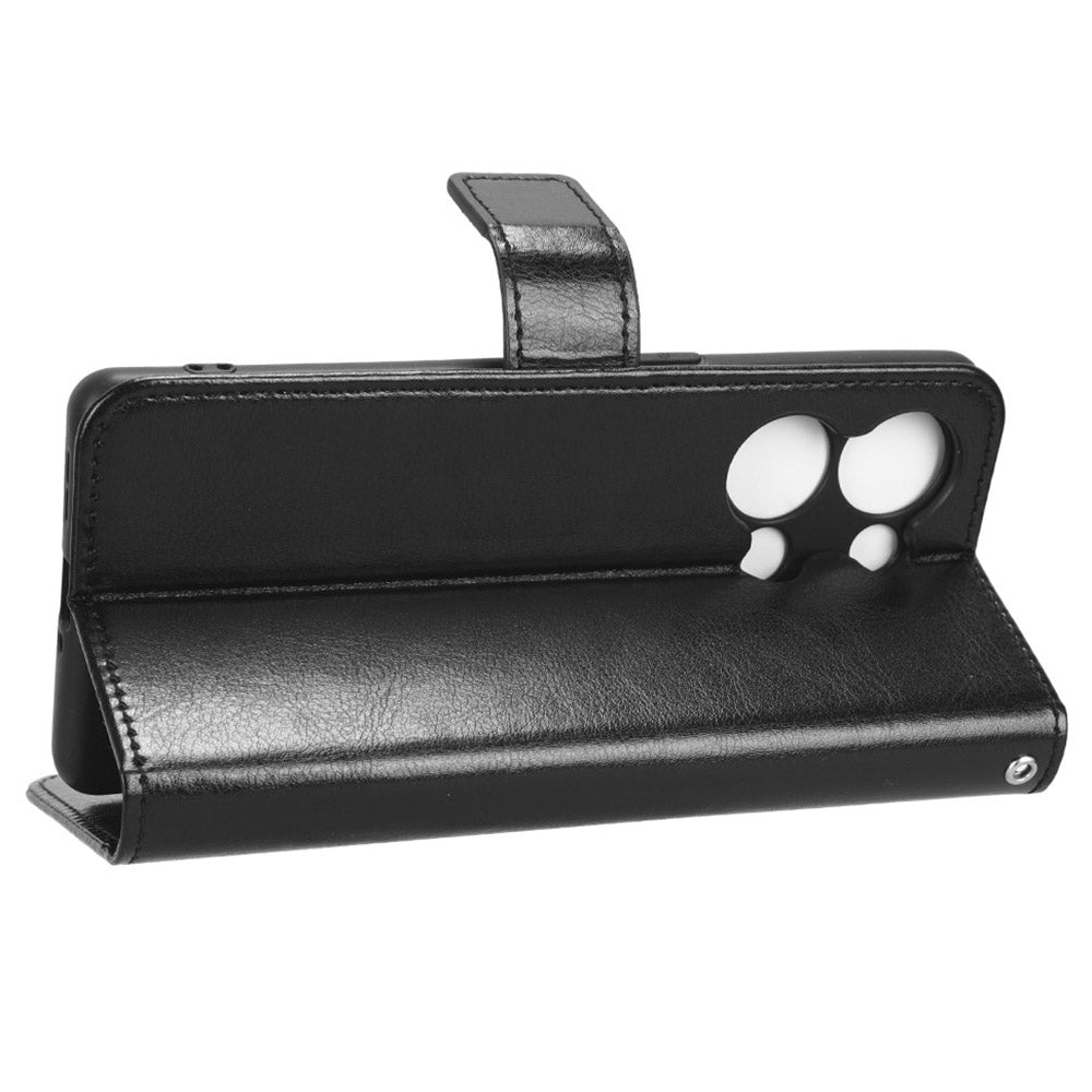 For Oppo Reno9 Pro+ 5G Crazy Horse Texture Magnetic Cell Phone Case Flip Wallet Stand Bump Proof PU Leather Phone Cover with Strap