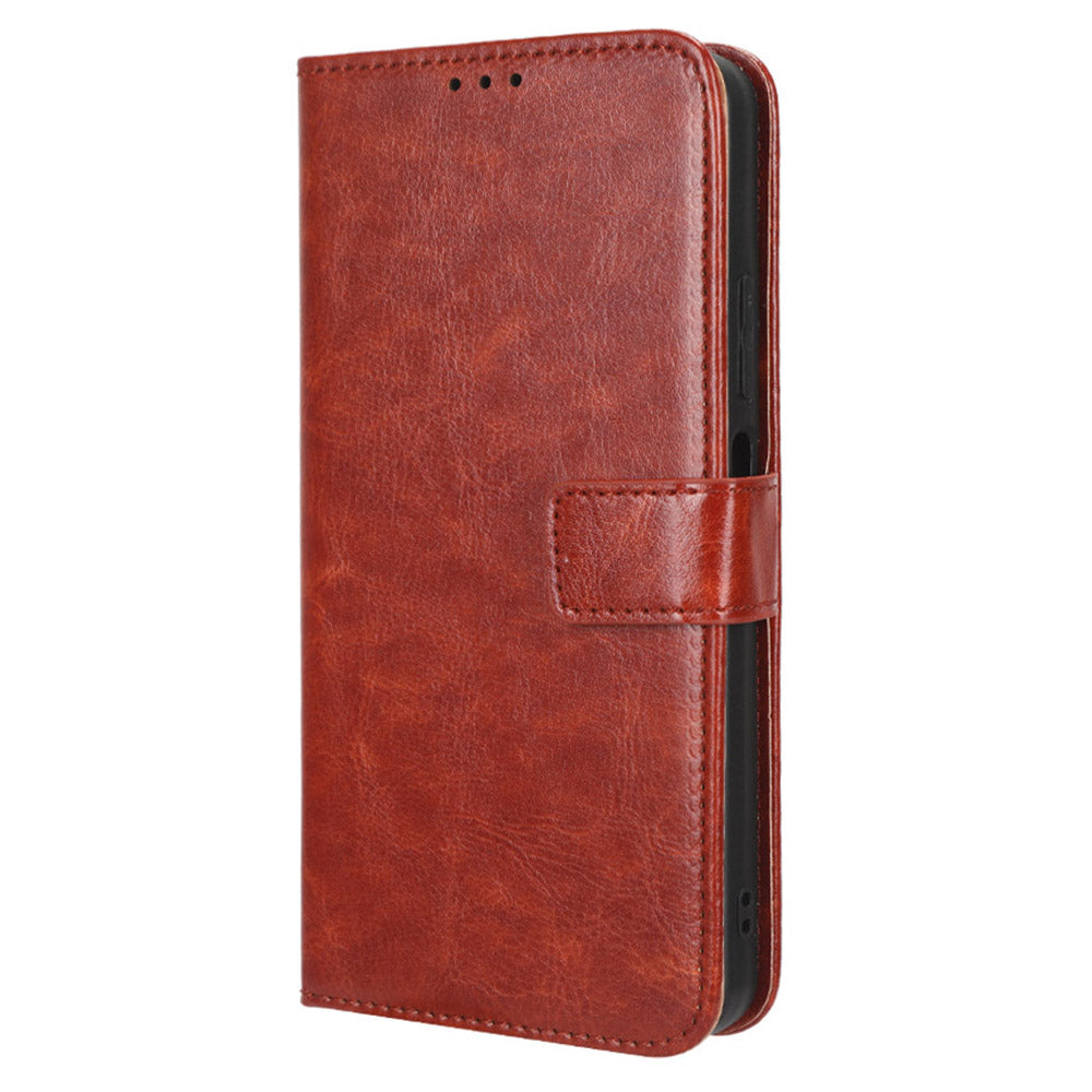 For Oppo Reno9 Pro+ 5G Crazy Horse Texture Magnetic Cell Phone Case Flip Wallet Stand Bump Proof PU Leather Phone Cover with Strap