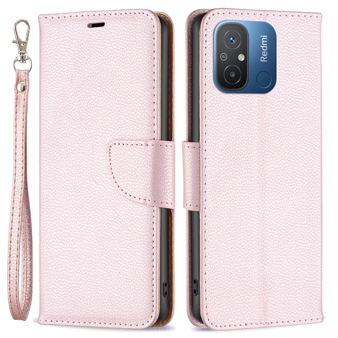Wallet Case for Xiaomi Redmi 12C 4G PU Leather Phone Case Solid Color Stand Mobile Phone Cover