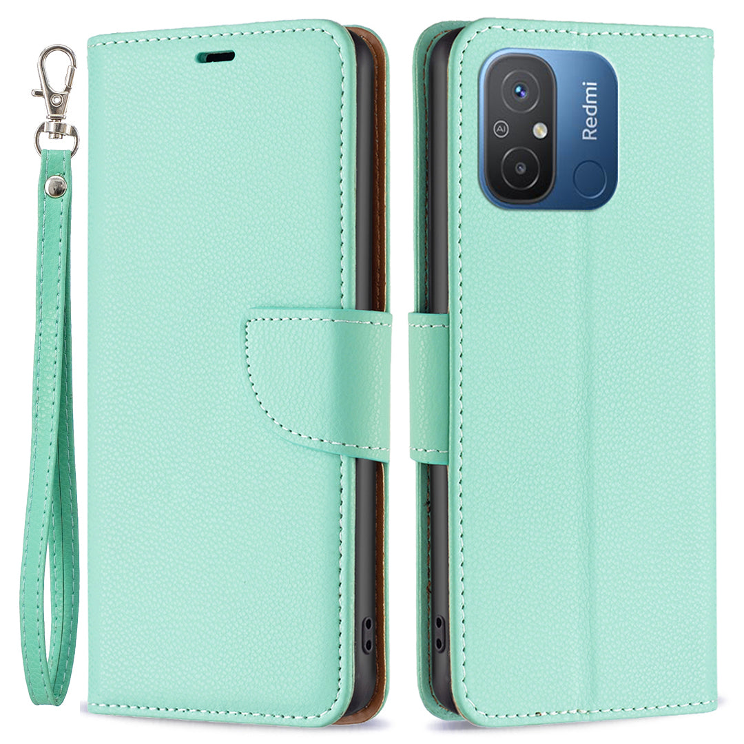 Wallet Case for Xiaomi Redmi 12C 4G PU Leather Phone Case Solid Color Stand Mobile Phone Cover