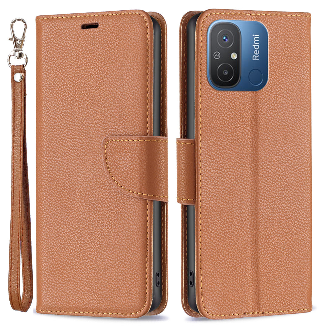 Wallet Case for Xiaomi Redmi 12C 4G PU Leather Phone Case Solid Color Stand Mobile Phone Cover