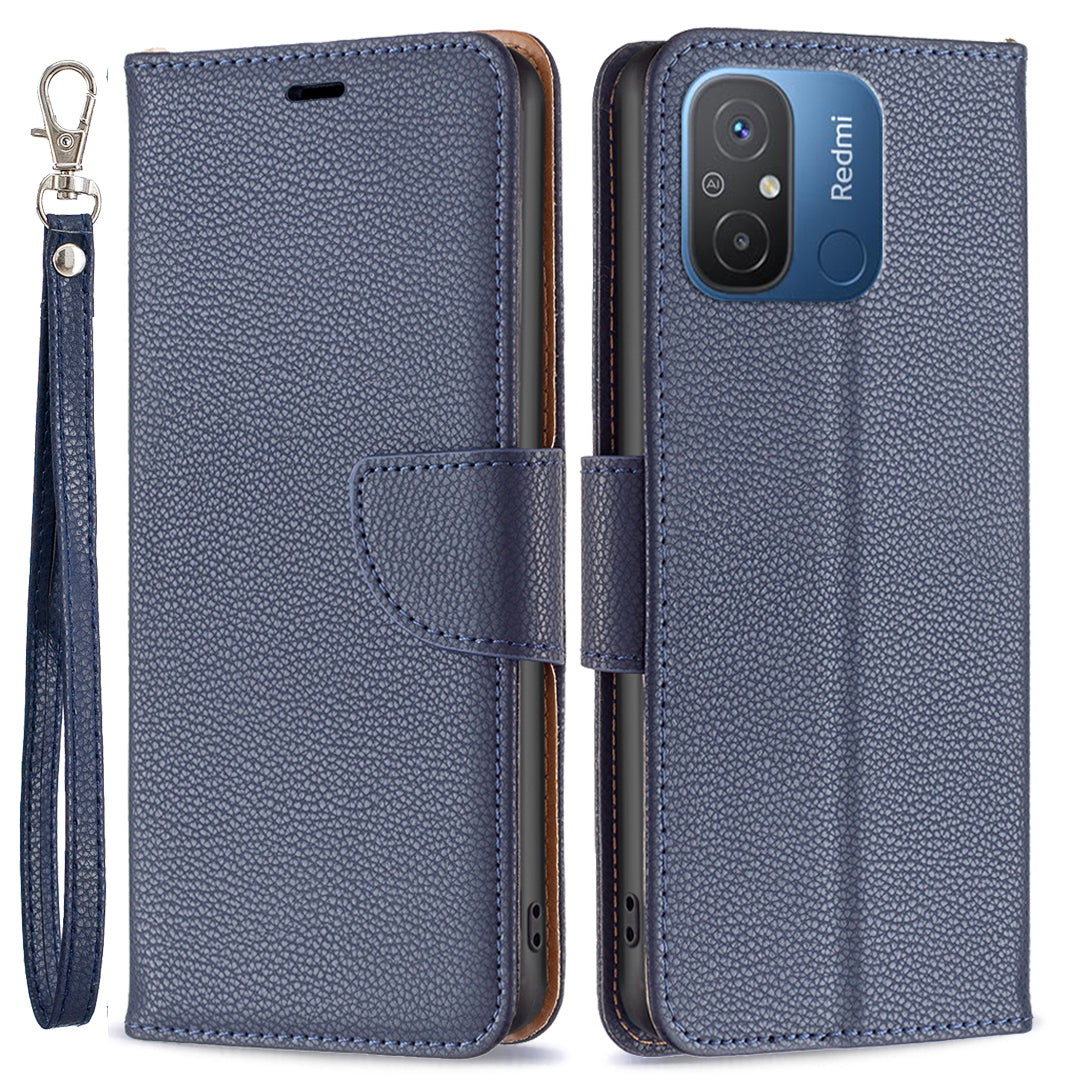 Wallet Case for Xiaomi Redmi 12C 4G PU Leather Phone Case Solid Color Stand Mobile Phone Cover