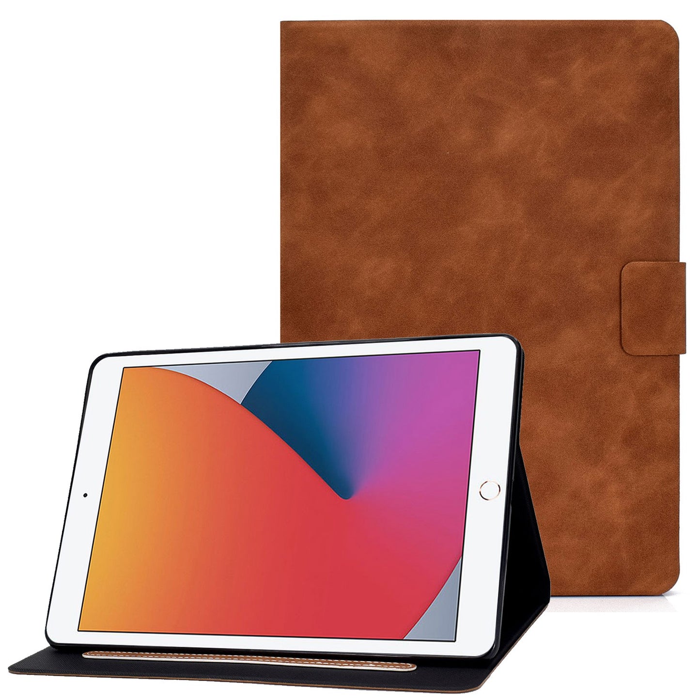 For iPad 10.2 (2020) (2019) / iPad Air 10.5 inch (2019) Calf Textured Leather Tablet Case Card Holder Adjustable Stand Protective Cover