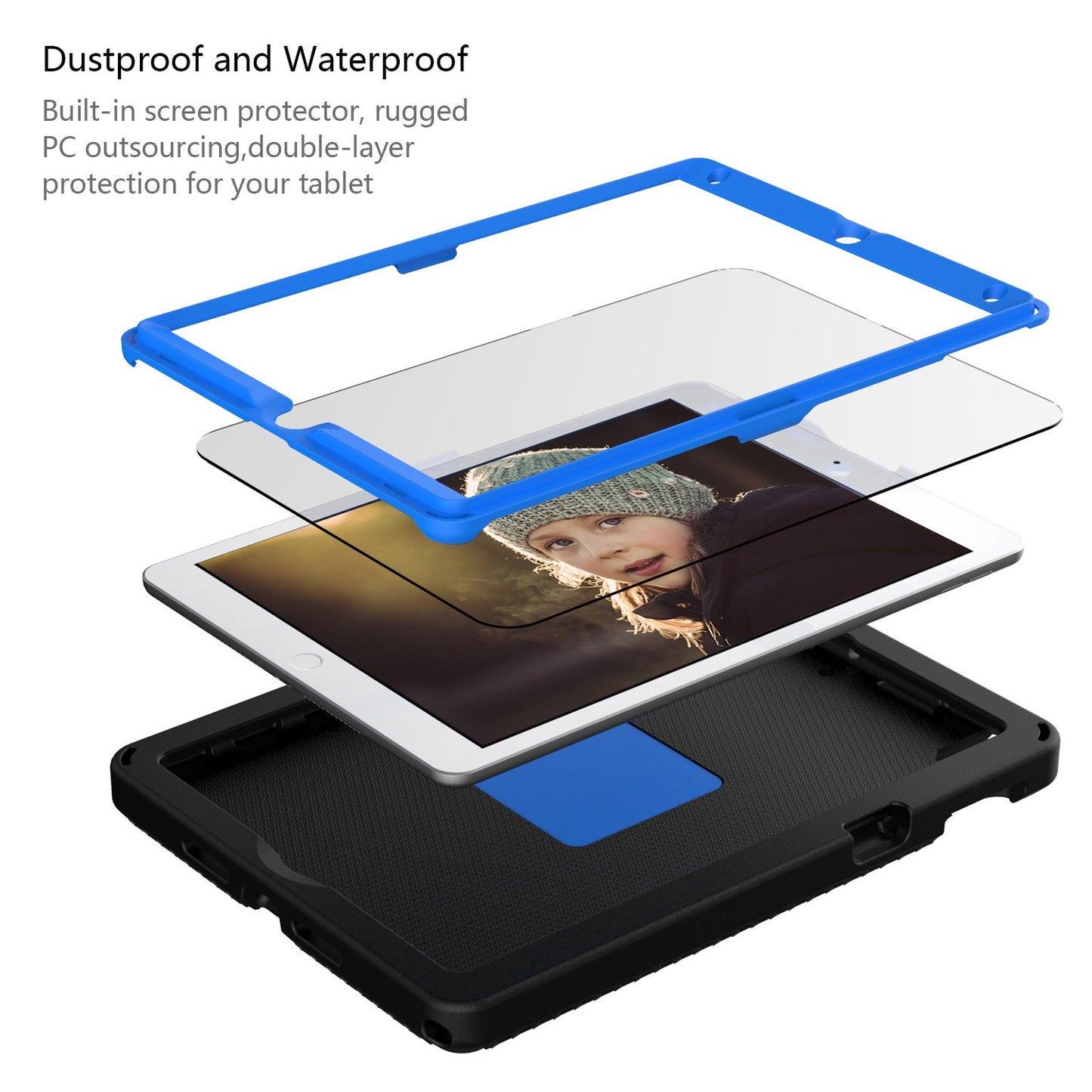 For iPad 10.2 (2019) / (2021) / (2020) / Air 10.5 inch (2019) Anti-scratch EVA Case with Shoulder Strap / Waterproof Screen Protector Shockproof Cover Portable Tablet Case