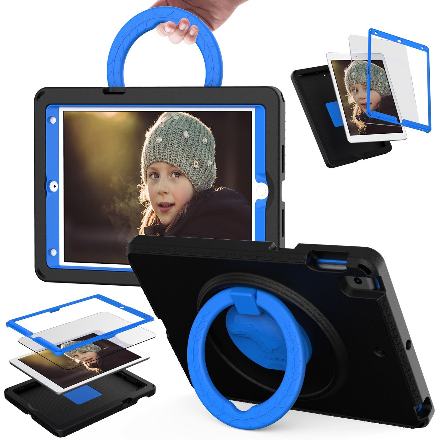For iPad 10.2 (2019) / (2021) / (2020) / Air 10.5 inch (2019) Anti-scratch EVA Case with Shoulder Strap / Waterproof Screen Protector Shockproof Cover Portable Tablet Case