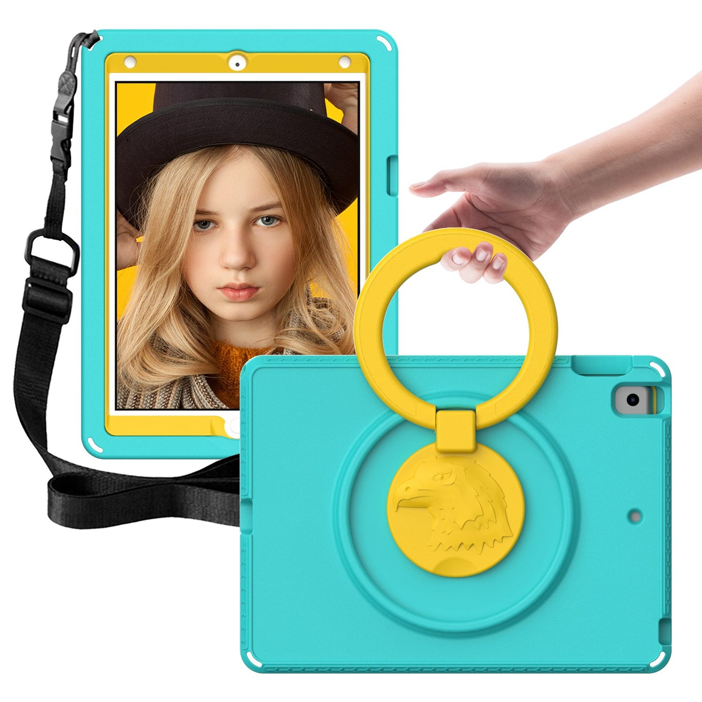 For iPad 10.2 (2019) / (2021) / (2020) / Air 10.5 inch (2019) Anti-scratch EVA Case with Shoulder Strap / Waterproof Screen Protector Shockproof Cover Portable Tablet Case