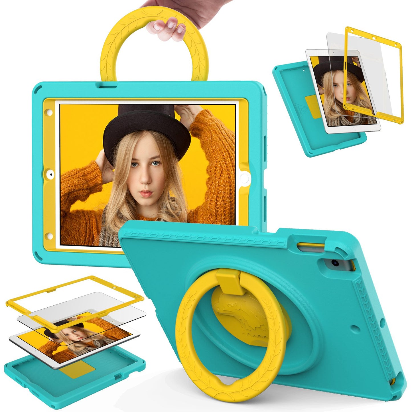 For iPad 10.2 (2019) / (2021) / (2020) / Air 10.5 inch (2019) Anti-scratch EVA Case with Shoulder Strap / Waterproof Screen Protector Shockproof Cover Portable Tablet Case