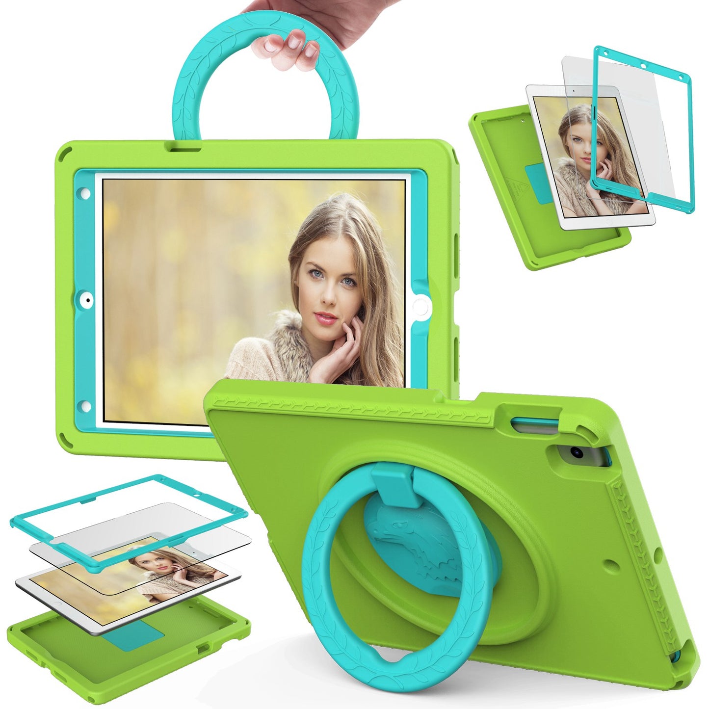 For iPad 10.2 (2019) / (2021) / (2020) / Air 10.5 inch (2019) Anti-scratch EVA Case with Shoulder Strap / Waterproof Screen Protector Shockproof Cover Portable Tablet Case