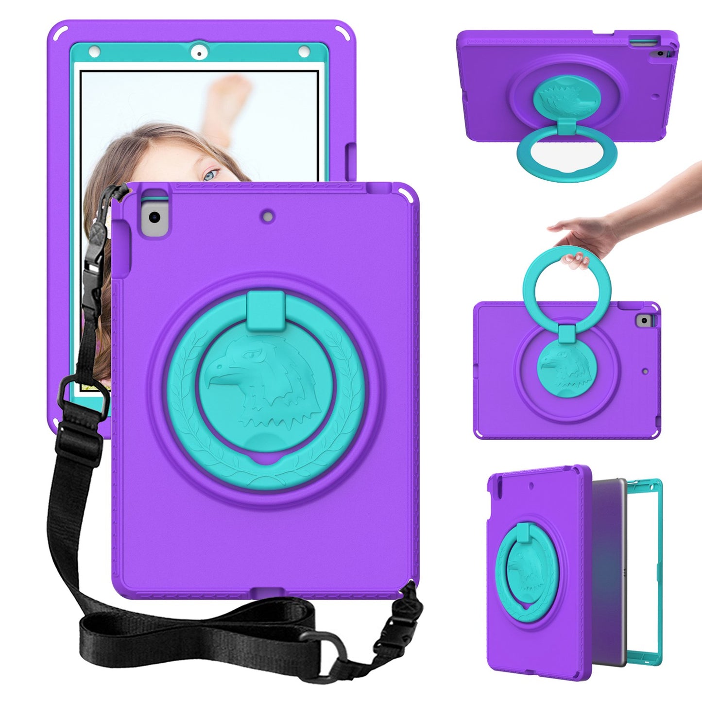 For iPad 10.2 (2019) / (2021) / (2020) / Air 10.5 inch (2019) Anti-scratch EVA Case with Shoulder Strap / Waterproof Screen Protector Shockproof Cover Portable Tablet Case