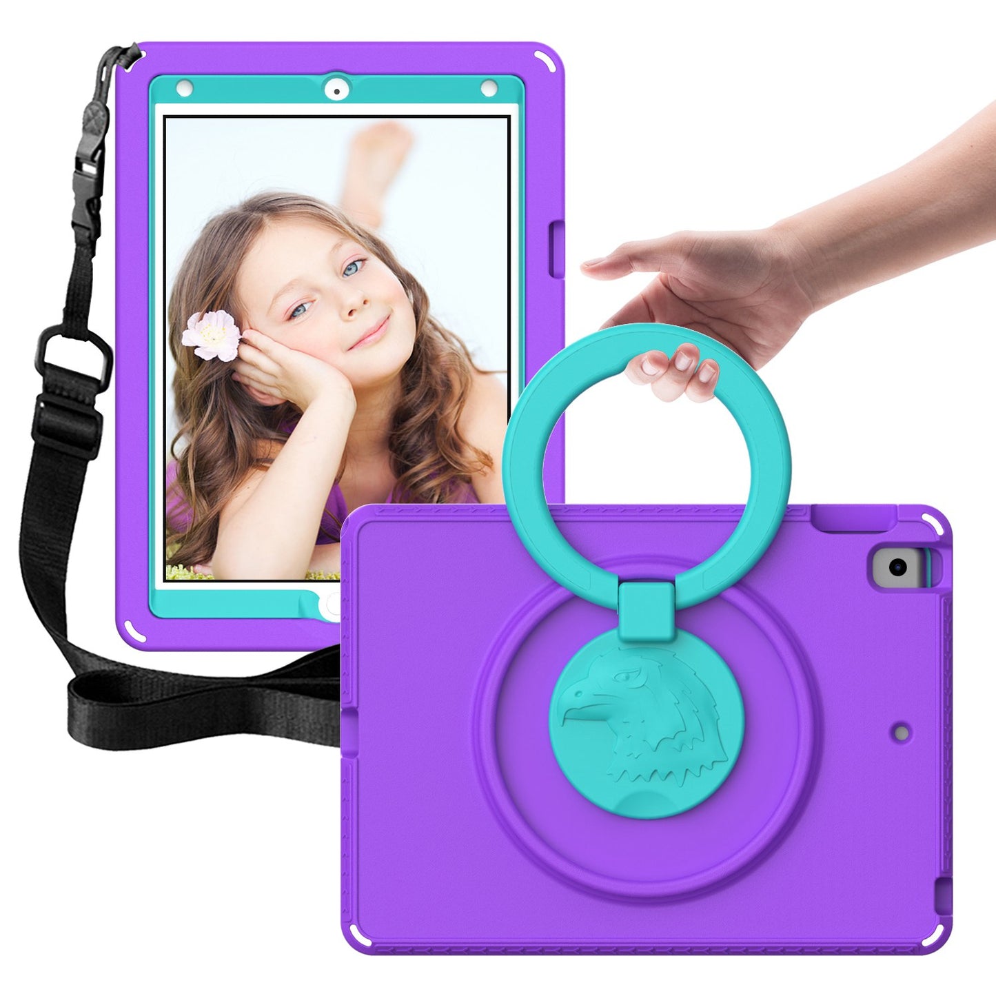 For iPad 10.2 (2019) / (2021) / (2020) / Air 10.5 inch (2019) Anti-scratch EVA Case with Shoulder Strap / Waterproof Screen Protector Shockproof Cover Portable Tablet Case