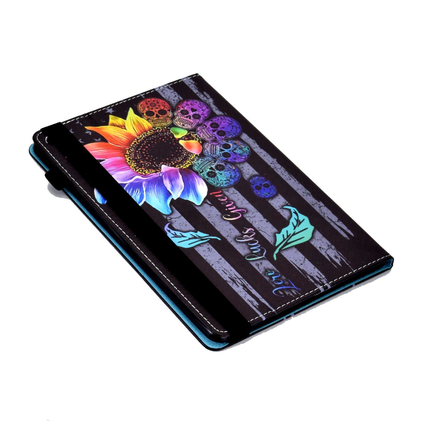 For iPad Air (2013) / Air 2 / iPad 9.7-inch (2017) / (2018) Stitching PU Leather Tablet Cover Pattern Printing Stand Card Holder Case with Elastic Band Closure
