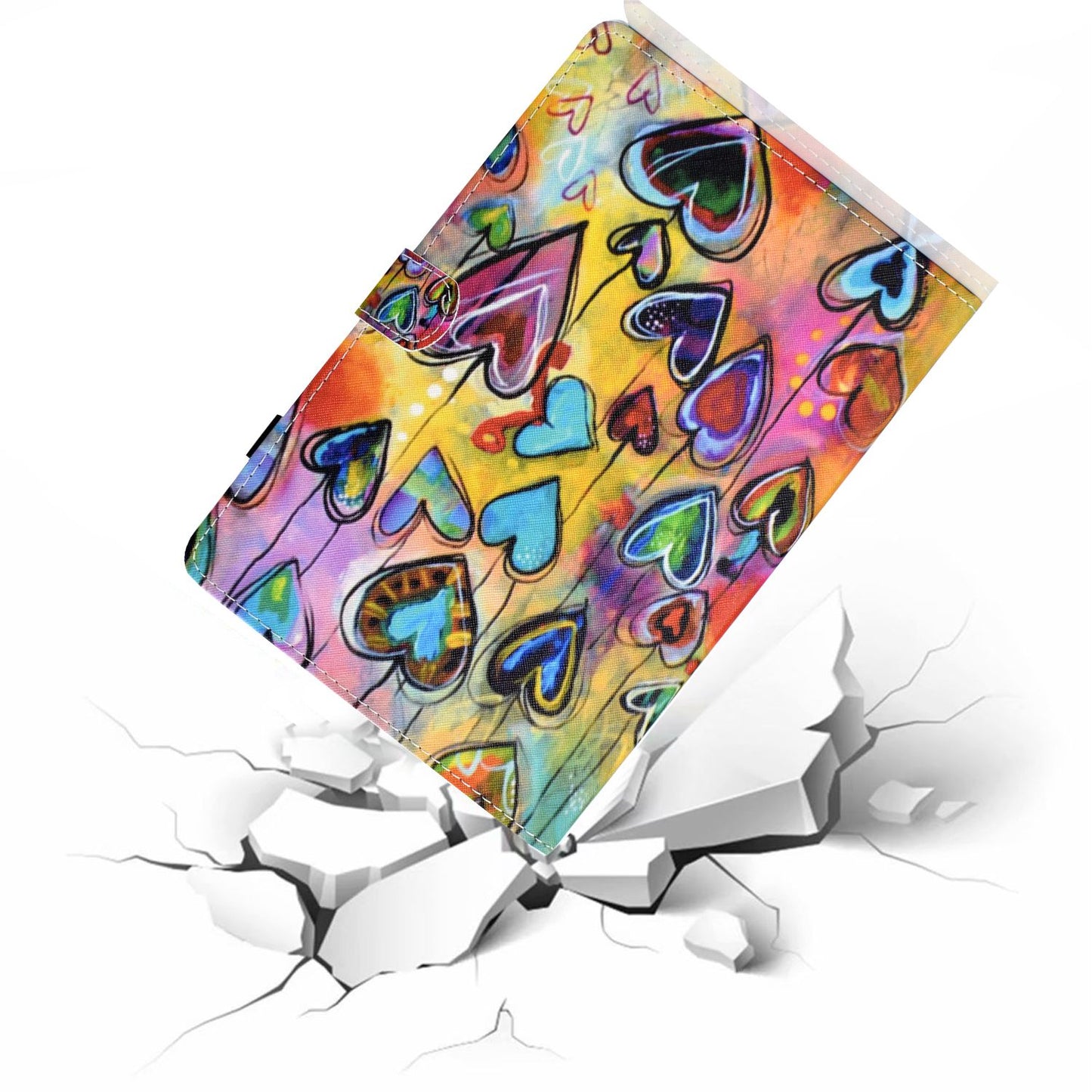 Anti-scratch Tablet Case for Amazon Kindle Paperwhite 5 (2021), Adjustable Stand Stitching Pattern Printing PU Leather Card Holder Protective Tablet Cover