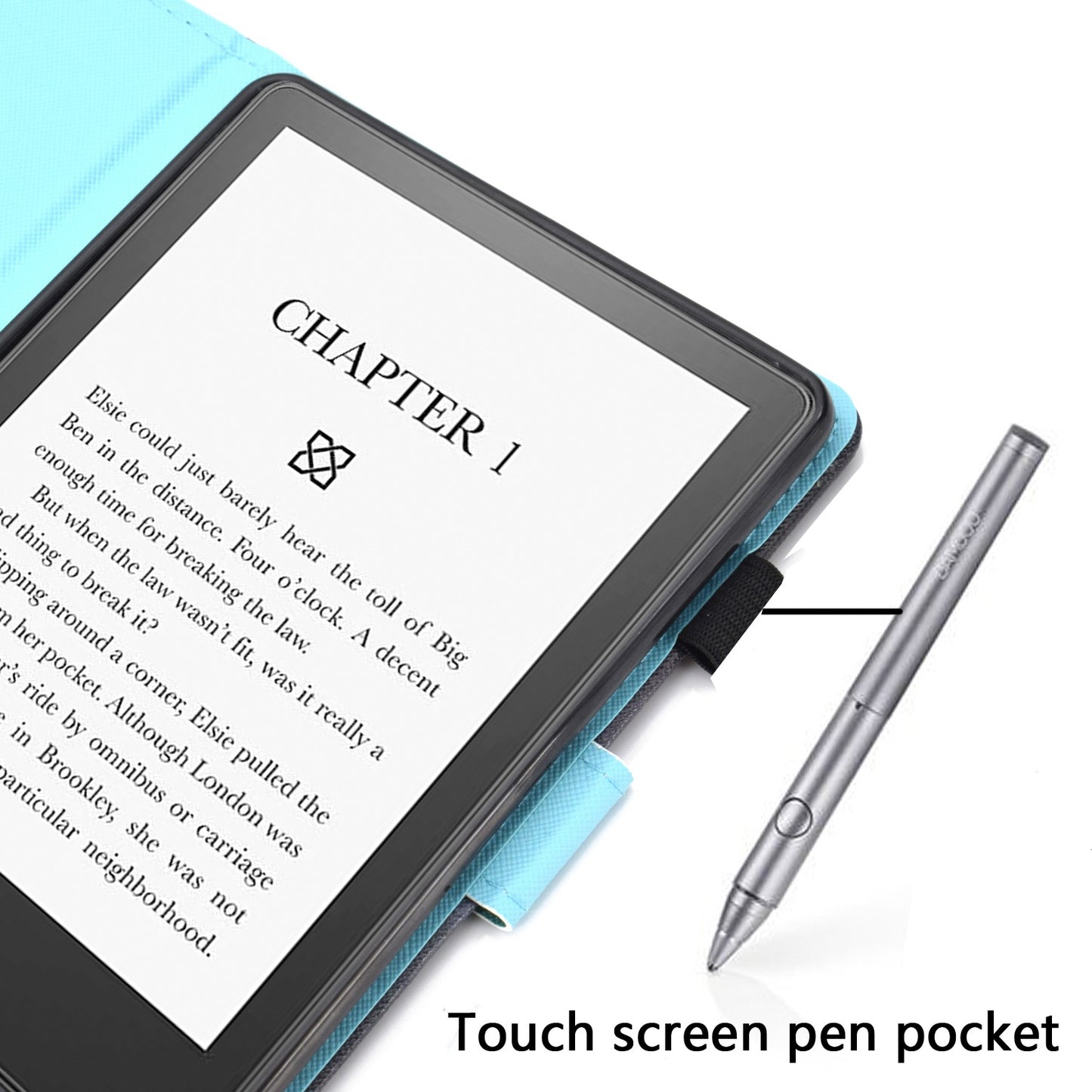Anti-scratch Tablet Case for Amazon Kindle Paperwhite 5 (2021), Adjustable Stand Stitching Pattern Printing PU Leather Card Holder Protective Tablet Cover