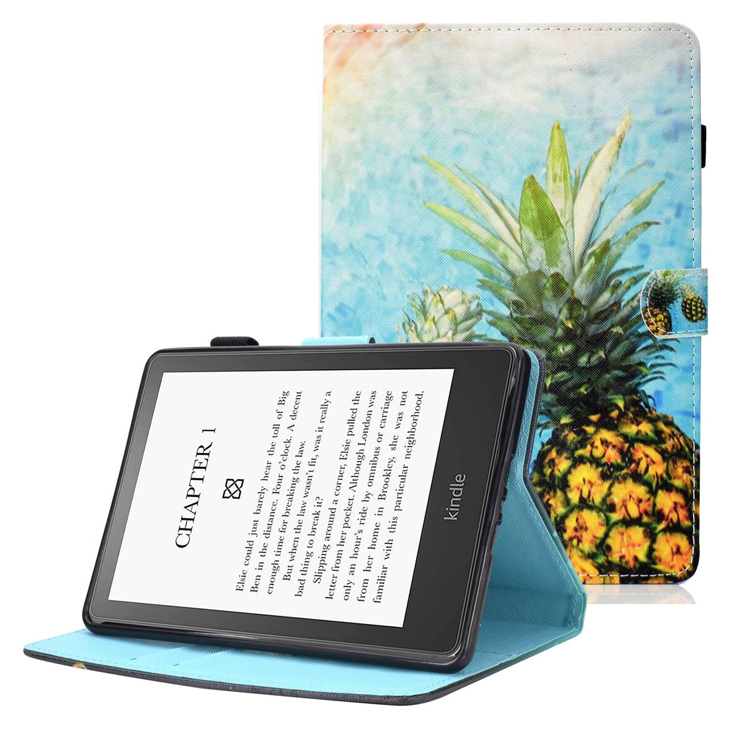 Anti-scratch Tablet Case for Amazon Kindle Paperwhite 5 (2021), Adjustable Stand Stitching Pattern Printing PU Leather Card Holder Protective Tablet Cover