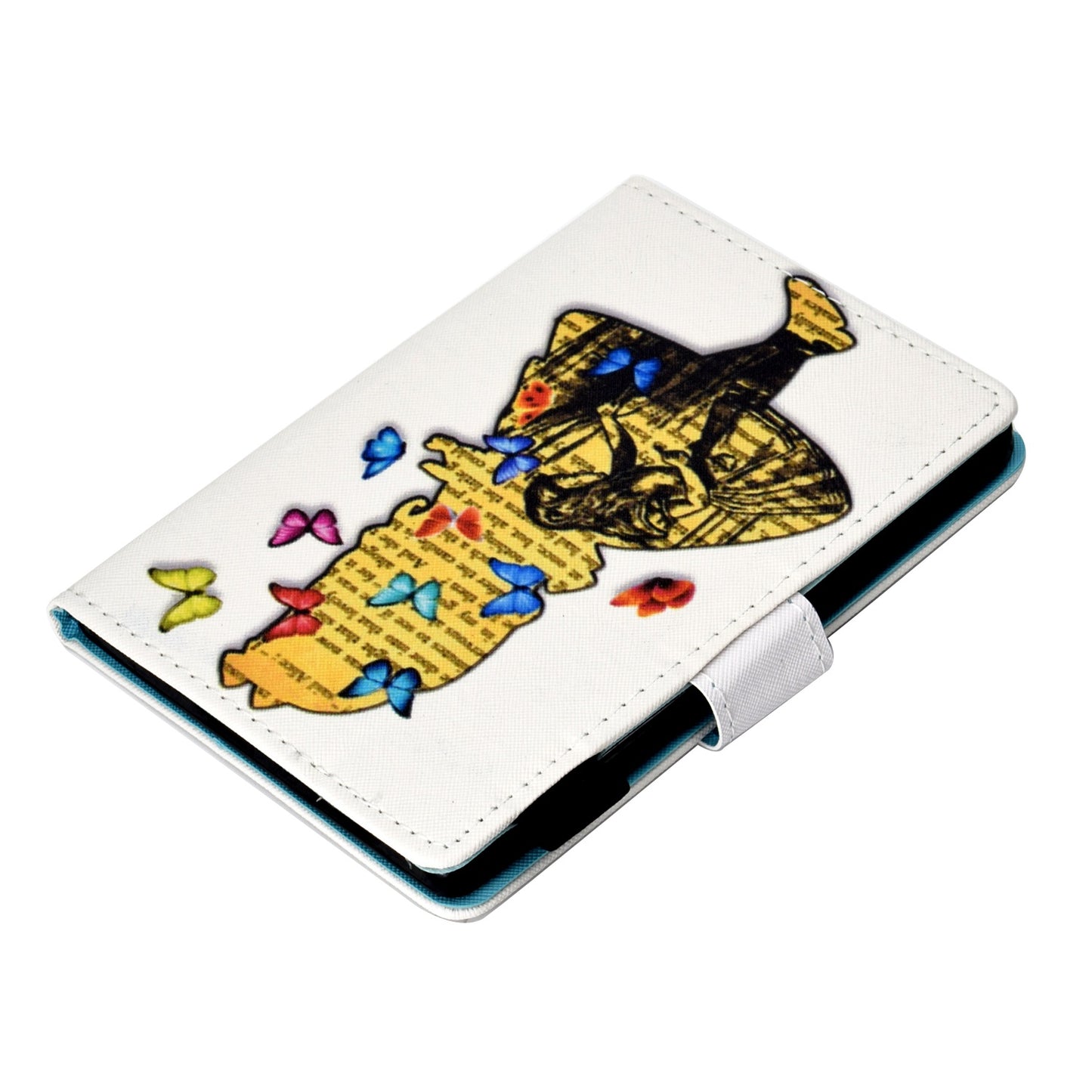 Anti-scratch Tablet Case for Amazon Kindle Paperwhite 5 (2021), Adjustable Stand Stitching Pattern Printing PU Leather Card Holder Protective Tablet Cover