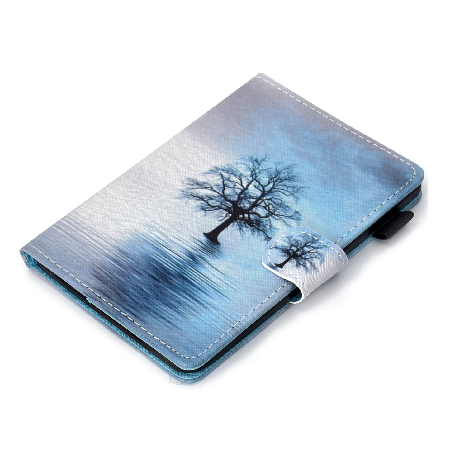 Anti-scratch Tablet Case for Amazon Kindle Paperwhite 5 (2021), Adjustable Stand Stitching Pattern Printing PU Leather Card Holder Protective Tablet Cover