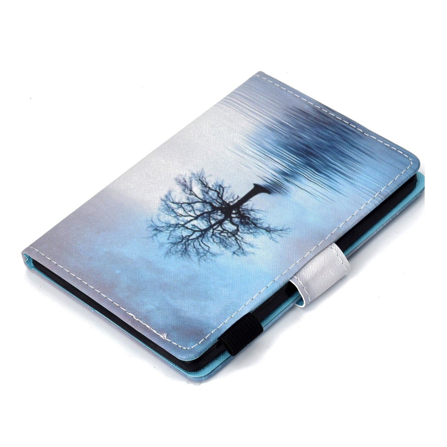 Anti-scratch Tablet Case for Amazon Kindle Paperwhite 5 (2021), Adjustable Stand Stitching Pattern Printing PU Leather Card Holder Protective Tablet Cover