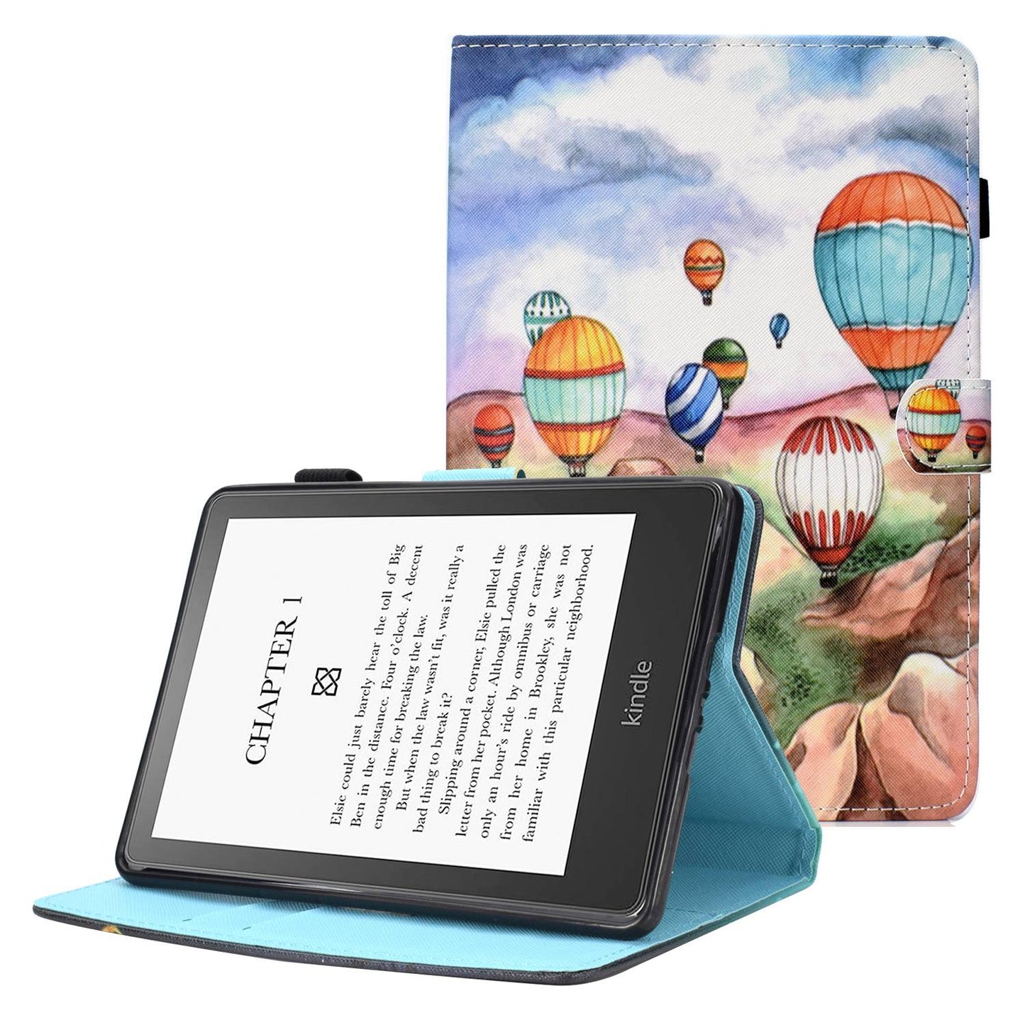 Anti-scratch Tablet Case for Amazon Kindle Paperwhite 5 (2021), Adjustable Stand Stitching Pattern Printing PU Leather Card Holder Protective Tablet Cover