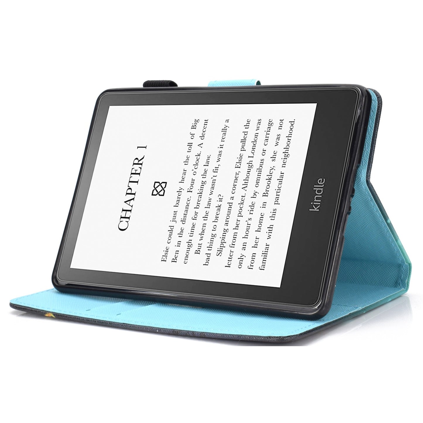 Anti-scratch Tablet Case for Amazon Kindle Paperwhite 5 (2021), Adjustable Stand Stitching Pattern Printing PU Leather Card Holder Protective Tablet Cover